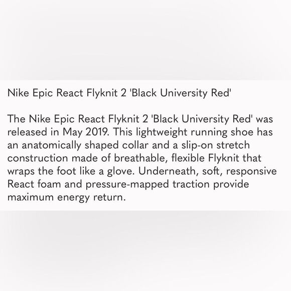 Nike Epic React Flyknit Mottle Black University Red Running Athletic Sneakers - Picture 2 of 16